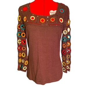 Colorful Crochet Sleeve Top